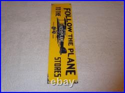 Vintage Follow The Airplane To Aer-o-plane Stores 20 Metal Gasoline & Oil Sign