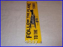 Vintage Follow The Airplane To Aer-o-plane Stores 20 Metal Gasoline & Oil Sign
