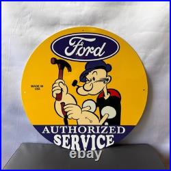 Vintage Ford Authorized Service Popeye Hammer Heavy Metal Sign 19.7 (50cm)