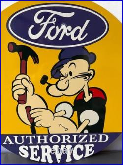 Vintage Ford Authorized Service Popeye Hammer Heavy Metal Sign 19.7 (50cm)