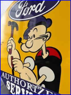 Vintage Ford Authorized Service Popeye Hammer Heavy Metal Sign 19.7 (50cm)