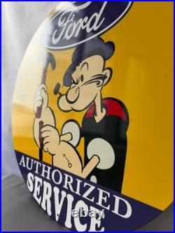 Vintage Ford Authorized Service Popeye Hammer Heavy Metal Sign 19.7 (50cm)