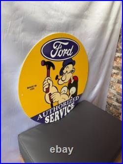 Vintage Ford Authorized Service Popeye Hammer Heavy Metal Sign 19.7 (50cm)
