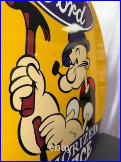 Vintage Ford Authorized Service Popeye Hammer Heavy Metal Sign 19.7 (50cm)