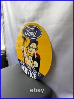 Vintage Ford Authorized Service Popeye Hammer Heavy Metal Sign 19.7 (50cm)