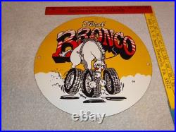 Vintage Ford Bronco Suv Horse Wheels 11 3/4 Porcelain Metal Gasoline Truck Sign