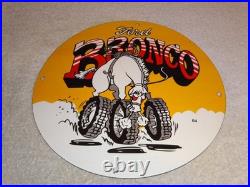 Vintage Ford Bronco Suv Horse Wheels 11 3/4 Porcelain Metal Gasoline Truck Sign