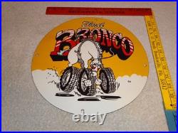 Vintage Ford Bronco Suv Horse Wheels 11 3/4 Porcelain Metal Gasoline Truck Sign