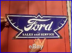 Vintage Ford Car Auto Motor Oil Gasoline Porcelain Wings Metal Sign Gas Oil