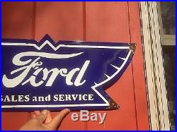 Vintage Ford Car Auto Motor Oil Gasoline Porcelain Wings Metal Sign Gas Oil