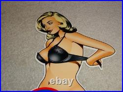 Vintage Ford Genuine Parts Full Service Garage Woman Metal Car Gasoline Oil Sign