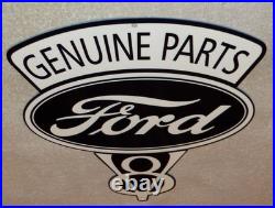 Vintage Ford Genuine Parts V8 12 Metal Car Truck Gasoline & Oil Dealership Sign