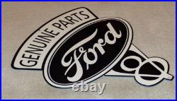 Vintage Ford Genuine Parts V8 12 Metal Car Truck Gasoline & Oil Dealership Sign