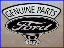 Vintage Ford Genuine Parts V8 12 Metal Car Truck Gasoline & Oil Dealership Sign