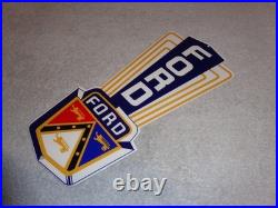 Vintage Ford Jubilee Diecut Car & Truck Dealer 13 Baked Metal Gasoline Oil Sign