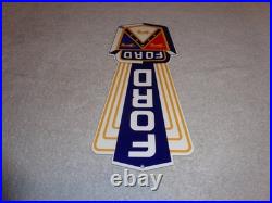Vintage Ford Jubilee Diecut Car & Truck Dealer 13 Baked Metal Gasoline Oil Sign