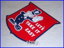 Vintage Ford Let's Take It Easy Policeman 11 3/4 Porcelain Metal Car Truck Sign