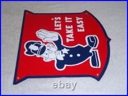 Vintage Ford Let's Take It Easy Policeman 11 3/4 Porcelain Metal Car Truck Sign
