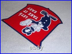 Vintage Ford Let's Take It Easy Policeman 11 3/4 Porcelain Metal Car Truck Sign