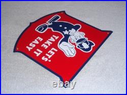 Vintage Ford Let's Take It Easy Policeman 11 3/4 Porcelain Metal Car Truck Sign