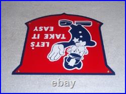 Vintage Ford Let's Take It Easy Policeman 11 3/4 Porcelain Metal Car Truck Sign