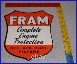 Vintage Fram Complete Engine Protection Oil Air Fuel Filter Metal Gasoline Sign