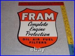 Vintage Fram Complete Engine Protection Oil Air Fuel Filter Metal Gasoline Sign