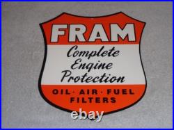 Vintage Fram Complete Engine Protection Oil Air Fuel Filter Metal Gasoline Sign