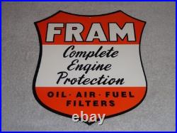Vintage Fram Complete Engine Protection Oil Air Fuel Filter Metal Gasoline Sign
