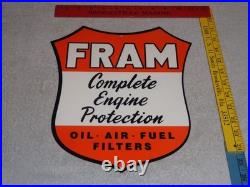 Vintage Fram Complete Engine Protection Oil Air Fuel Filter Metal Gasoline Sign