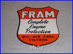 Vintage Fram Complete Engine Protection Oil Air Fuel Filter Metal Gasoline Sign