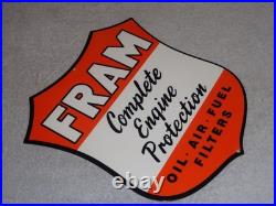Vintage Fram Complete Engine Protection Oil Air Fuel Filter Metal Gasoline Sign