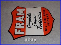 Vintage Fram Complete Engine Protection Oil Air Fuel Filter Metal Gasoline Sign