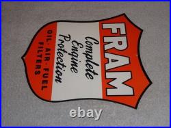 Vintage Fram Complete Engine Protection Oil Air Fuel Filter Metal Gasoline Sign