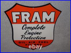 Vintage Fram Complete Engine Protection Oil Air Fuel Filter Metal Gasoline Sign