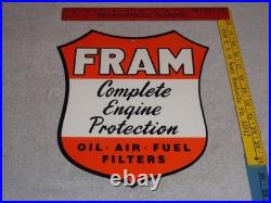 Vintage Fram Complete Engine Protection Oil Air Fuel Filter Metal Gasoline Sign
