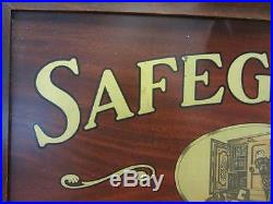 Vintage Framed Safeguard Insurance Co Sign Antique Metal Signs Wood Frame 9524