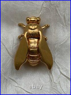 Vintage French Christian LACROIX Brooch Golden BEE signed 3cm