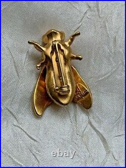 Vintage French Christian LACROIX Brooch Golden BEE signed 3cm