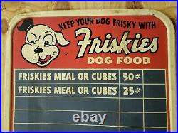 Vintage Friskies Dog Food Metal Advertising Sign Stout Sign Co