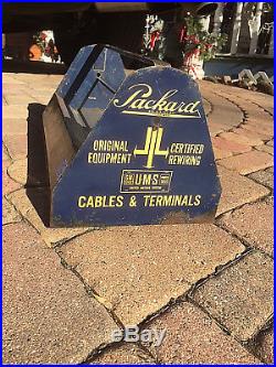 Vintage GM Packard Metal Wiring Caddy Gas Oil Auto Service Station Display Sign