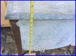 Vintage Galvanized Double Wash Tub, With Lid, Country Farm, On Wheels, Shabby