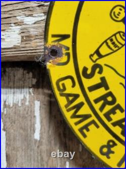 Vintage Game Fish Commission Porcelain Sign Old Stop Littering No Litter Bee