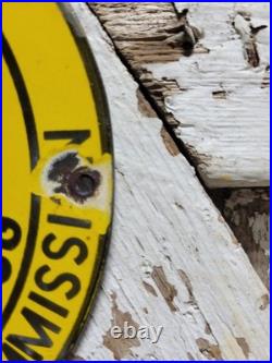 Vintage Game Fish Commission Porcelain Sign Old Stop Littering No Litter Bee