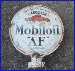 Vintage Gargoyle Mobiloil AF Double Sided Vacuum Oil Lubester Metal Sign Rare