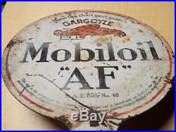 Vintage Gargoyle Mobiloil AF Double Sided Vacuum Oil Lubester Metal Sign Rare