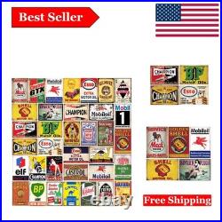 Vintage Gas & Oil Tin Sign Set 35 Retro Metal Wall Decor Pieces