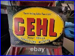 Vintage Gehl Bros Manufacturing Machinery Metal Farm Sign West Bend Wisconsin