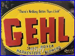 Vintage Gehl Bros Manufacturing Machinery Metal Farm Sign West Bend Wisconsin