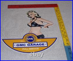 Vintage General Motors Truck Trailer Service Garage? Woman Metal Gasoline Sign